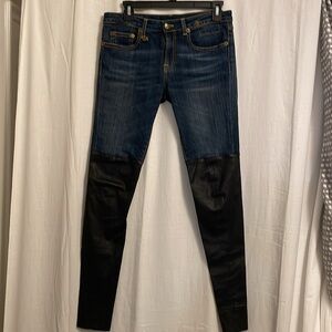 R13  Knee Chaps jeans. Made in Italy Size 27. Very soft stretchy leather.
